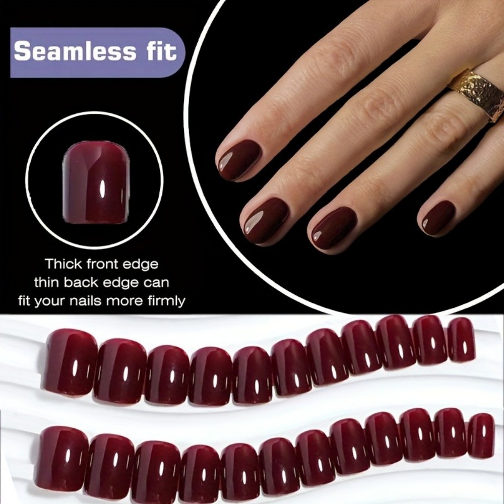 Nail Art Red Wine Cat Eye - Zestaw 24 szt. sztucznych paznokci w