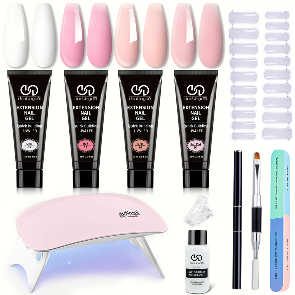 Polygel Nail Kit - Zestaw do przedłużania paznokci poliżelami 4-kolorowymi