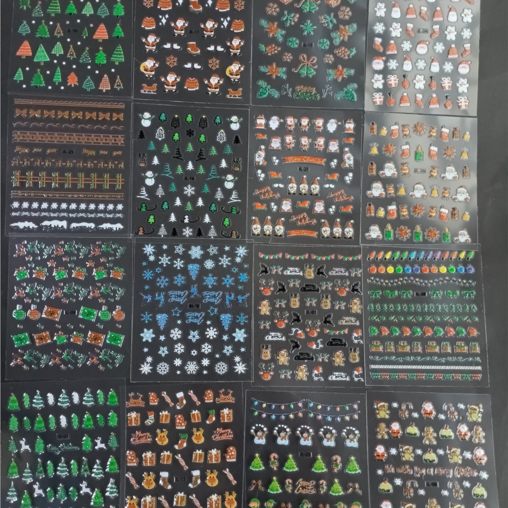 Nail Art Xmas Stickers - 30PCS Świąteczne naklejki na paznokcie -