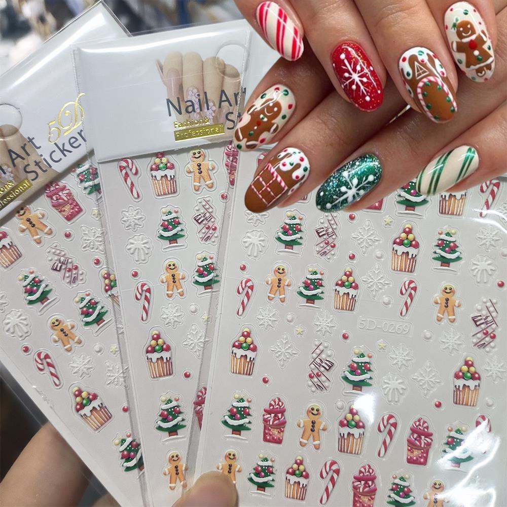 Nail Art Xmas Stickers - 1 szt. Świąteczna naklejka na paznokcie