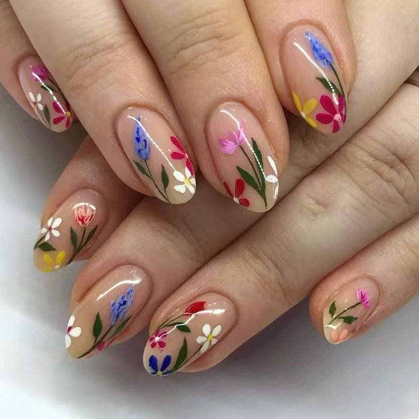 Nail Art Press On - 24Pcs Proste migdałowe końcówki do paznokci