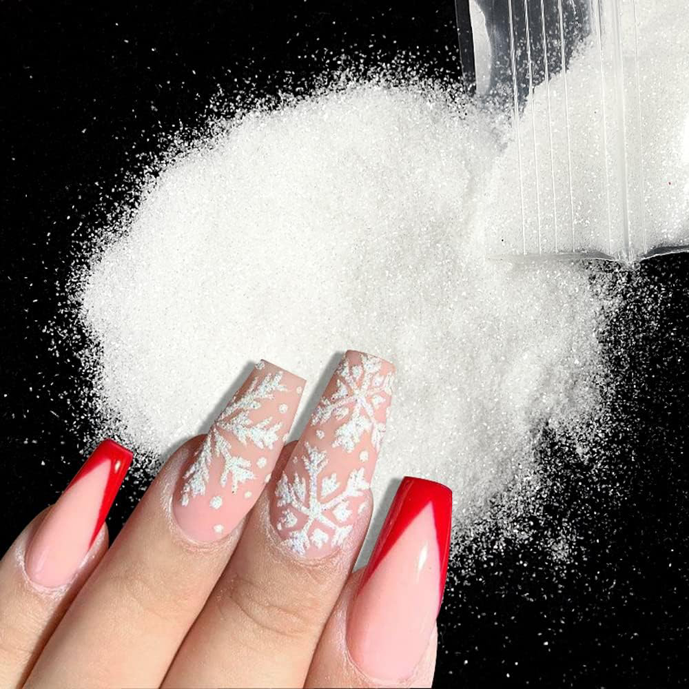 Nail Art Xmas Stickers - 50g/Worek Świąteczny Biały Czarny Cukierkowy Puder