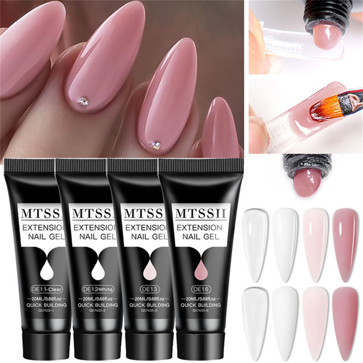 Polygel Nail Kit - Zestaw żeli do przedłużania paznokci 4/6/8