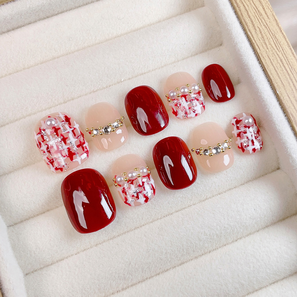 Nail Art Press On - 10 szt. Krótkie Kwadratowe Okrągłe Ręcznie