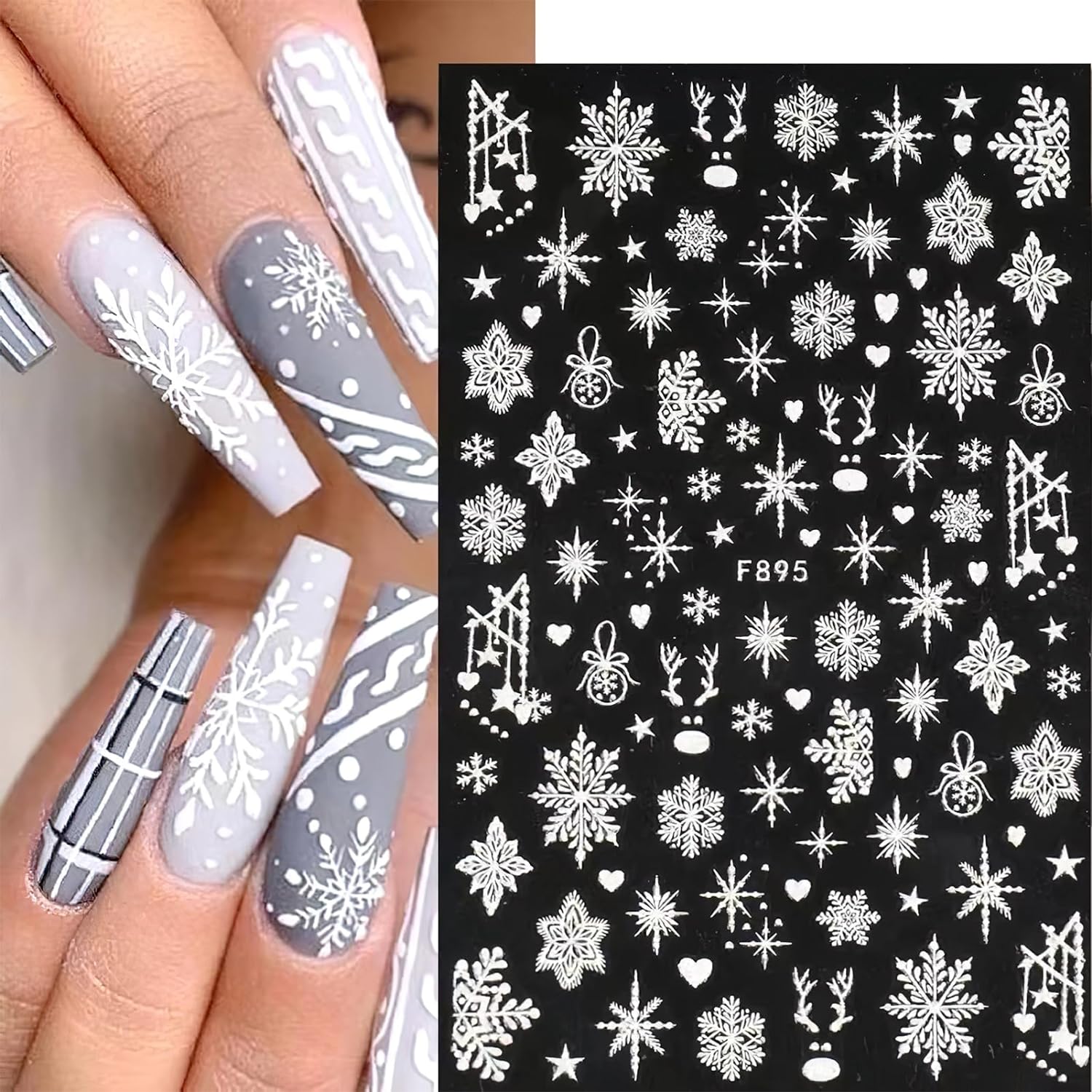 Nail Art Xmas Stickers - 3D Płatek śniegu Naklejki do paznokci