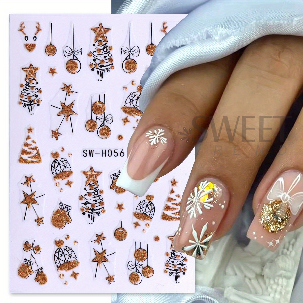 2 szt. Olśniewające, błyszcząc – Nail Art Xmas Stickers recenzja i cena