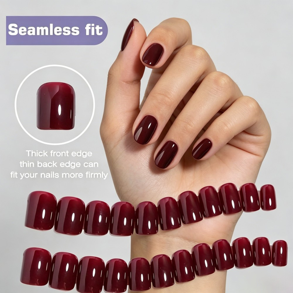 Zestaw 24 szt. sztucznych pazn – Nail Art Red Wine Cat Eye recenzja i cena