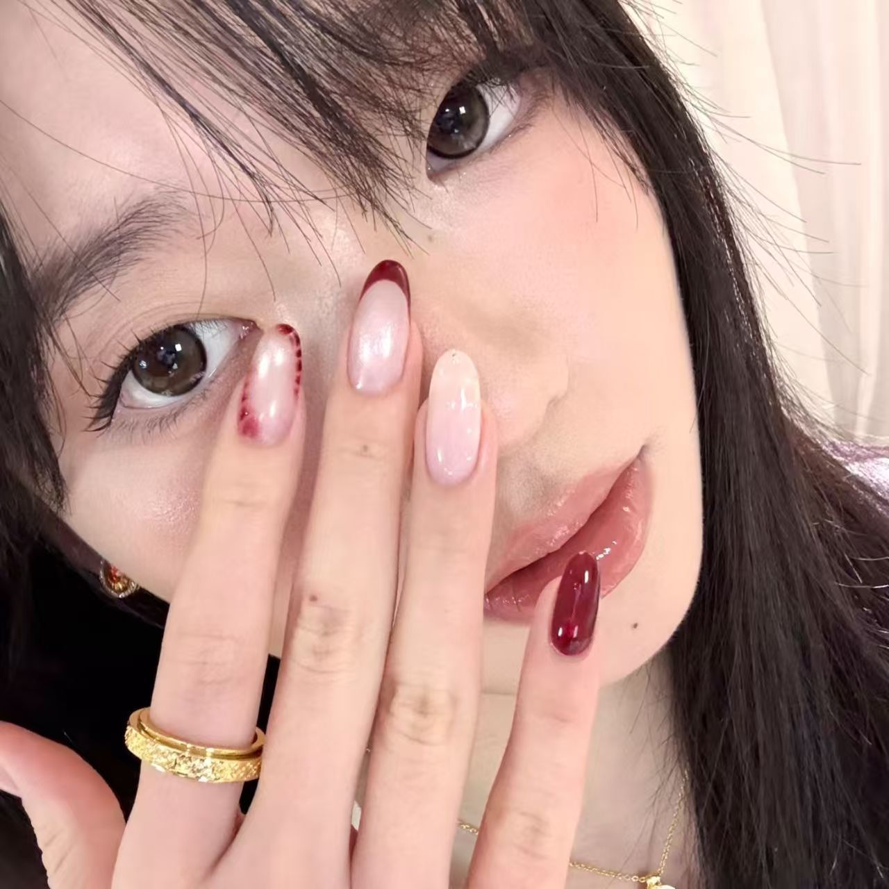 10 szt. Ręcznie Robione Owalne – Nail Art Red Wine Cat Eye recenzja i cena