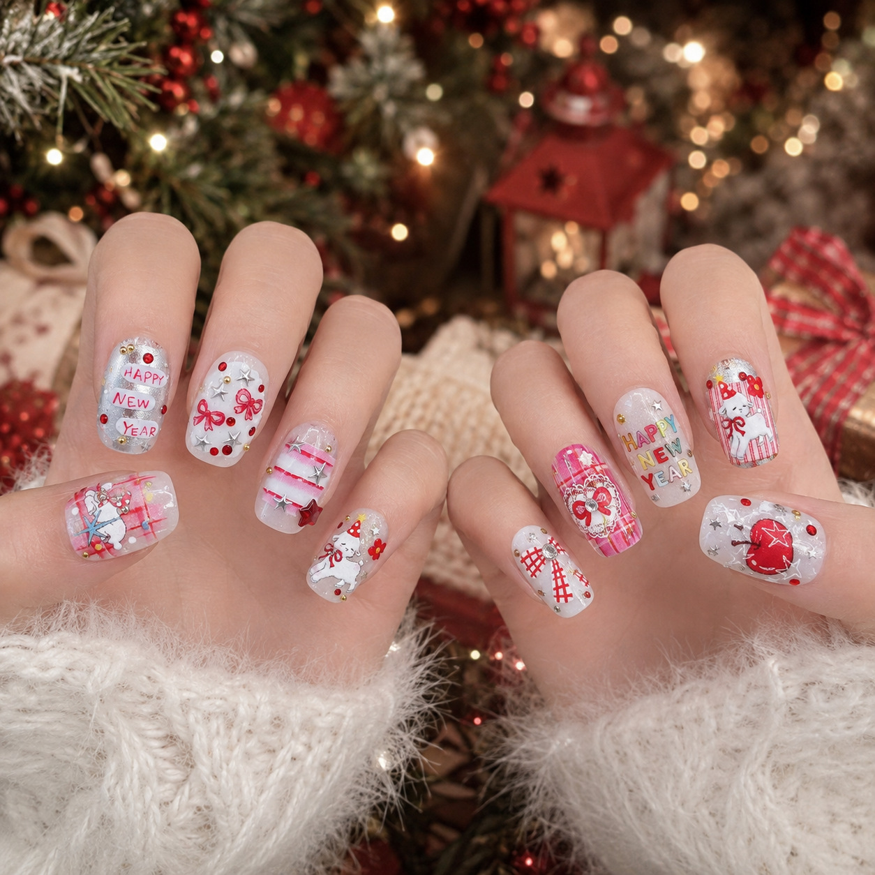 Świąteczne czerwone naklejki n – Nail Art Xmas Stickers recenzja i cena