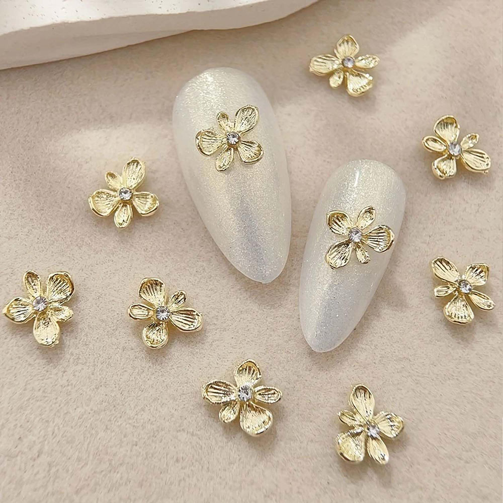 10 sztuk złoty kwiat ze strase – Nail Art Lilac recenzja i cena