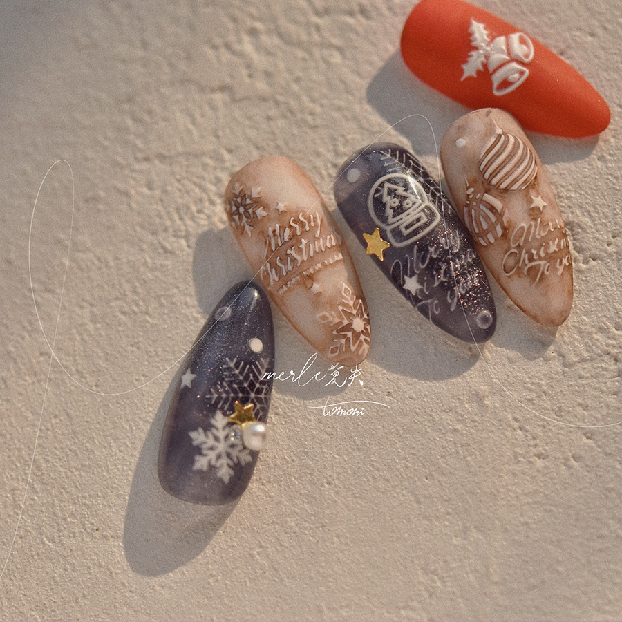 5D Relief czysty biały wesołyc – Nail Art Xmas Stickers recenzja i cena