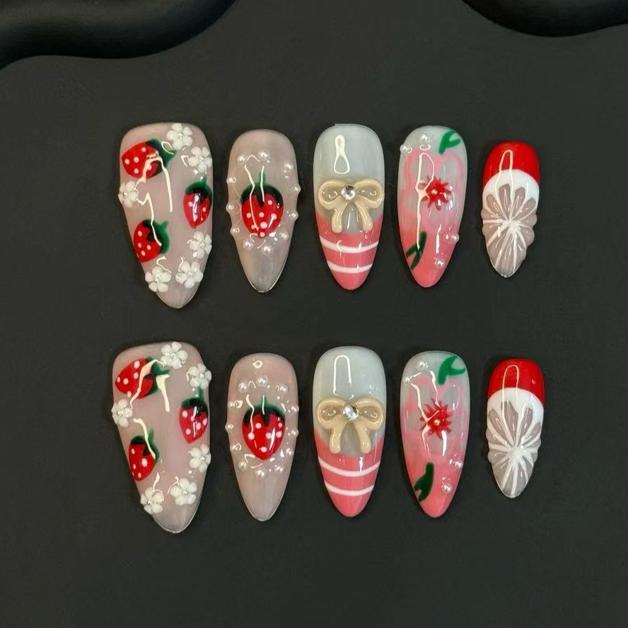 10 szt. Letnie, urocze, czerwo – Nail Art Strawberry recenzja i cena
