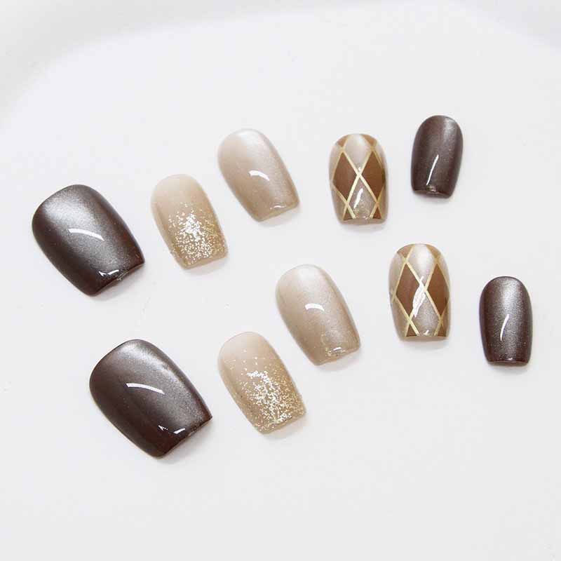 10Pcs Women Wine Red Handmade  – Nail Art Red Wine Cat Eye recenzja i cena