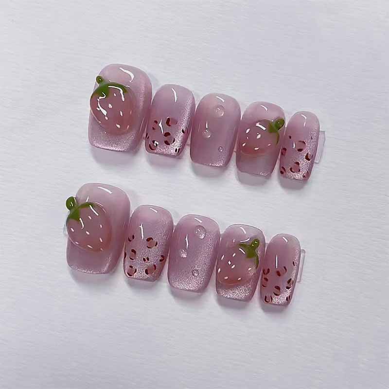 10Pcs Women Wine Red Handmade  – Nail Art Red Wine Cat Eye recenzja i cena